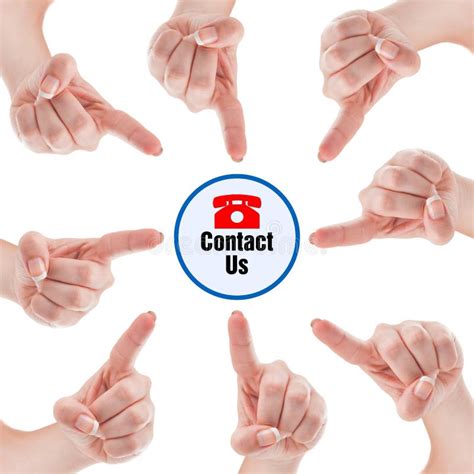Finger Pointing on Contact Us Stock Photo - Image of hand, female: 43457906