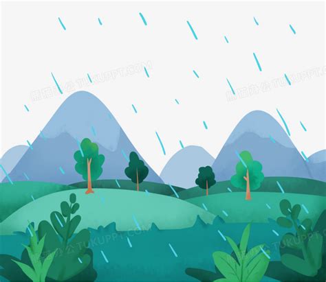 夏天雨景绘画,雨中的场景怎么画,夏天的雨绘画图片_大山谷图库