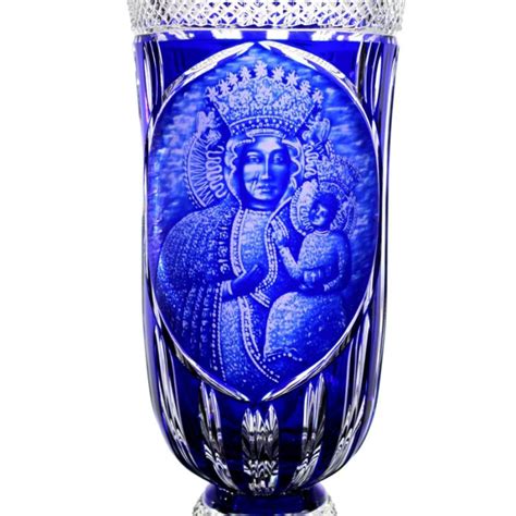 Anita Crystal - Ręcznie grawerowany kryształowy wazon Matka Boska