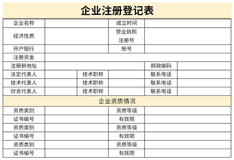 企业注册登记表excel格式下载-华军软件园