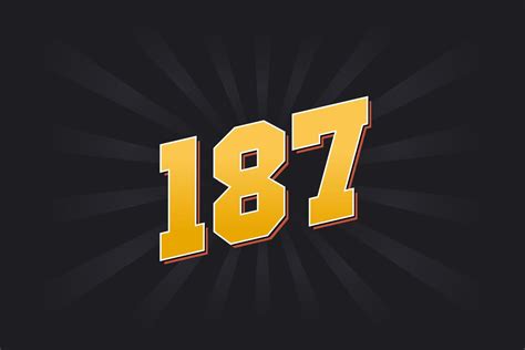 Number 187 vector font alphabet. Yellow 187 number with black ...
