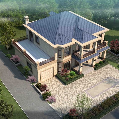 11x9米两层半农村房屋设计图，含效果图 - 二层半别墅设计图 - 轩鼎别墅图纸