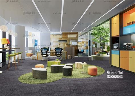 现代简约联合办公室，办公区3d模型下载-【集简空间】「每日更新」