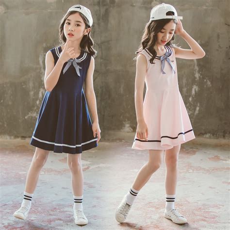 女童夏装连衣裙2021新款洋气学院风纯棉薄款夏天短袖女孩儿童裙子