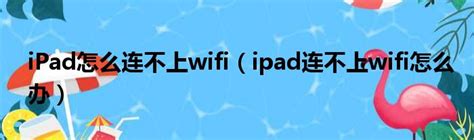 iPad怎么连不上wifi（ipad连不上wifi怎么办）_新时代发展网