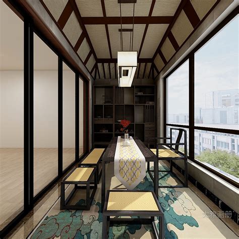 新中式禅意日式榻榻米茶室3d模型下载-【集简空间】「每日更新」