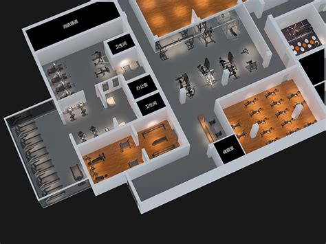 惠州健身房设计：200m²企业事业单位健身房设计效果图规划配置方案