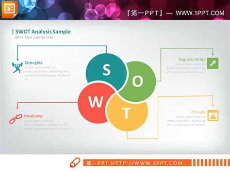 大气彩色扁平化swot分析图表 - 第一PPT