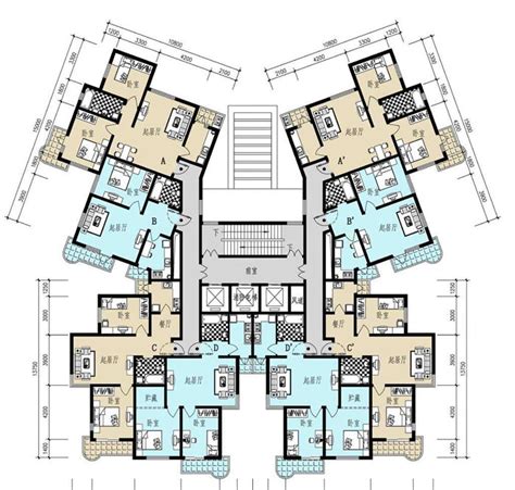 [一梯两户住宅]某小区多层一梯两户住宅建筑设计平面图 - 土木在线