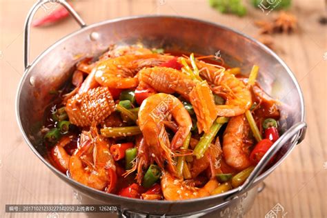 干锅鱿鱼虾,中国菜系,食品餐饮,摄影素材,汇图网www.huitu.com