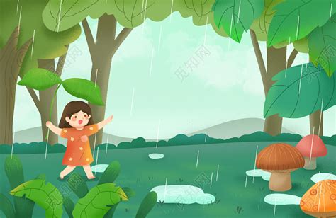 处暑的荷塘里下雨插画图片下载-正版图片401593168-摄图网