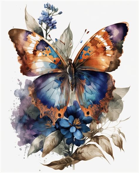 Premium Photo | Watercolor colorful butterfly flowers background ...