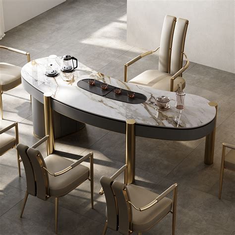 轻奢高档岩板茶桌椅组合客厅泡茶桌现代高级茶桌办公桌一体泡茶台-阿里巴巴