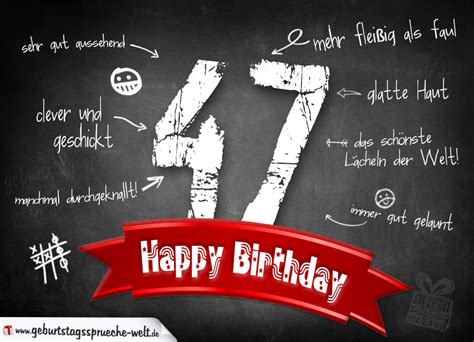 Komplimente Geburtstagskarte zum 47. Geburtstag Happy Birthday - Geburtstagssprüche-Welt