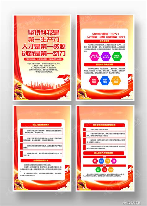 坚持科技是第一生产力党建展板挂画图片下载_红动中国