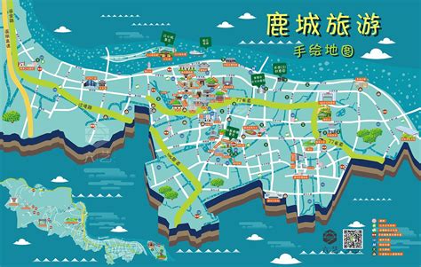 温州鹿城区手绘地图景点分布导览手册插画宣传册_手绘地图六藝設計-站酷ZCOOL