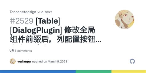 [Table] [DialogPlugin] 修改全局组件前缀后，列配置按钮点击无响应 · Issue #2529 · Tencent ...