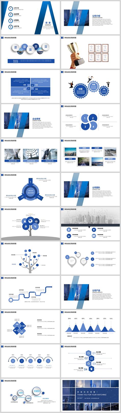 经典蓝色大气公司介绍宣传PPT模板图片-正版模板下载400117517-摄图网