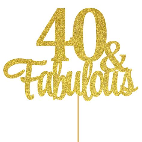 Buy SVM CRAFT® Gold Glitter 40 Fabulous Cake Topper - 40 Anniversary/Birthday Cake Topper Party ...