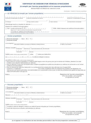 Certificat de cession - CERFA 13754 - Carte-Griseorg