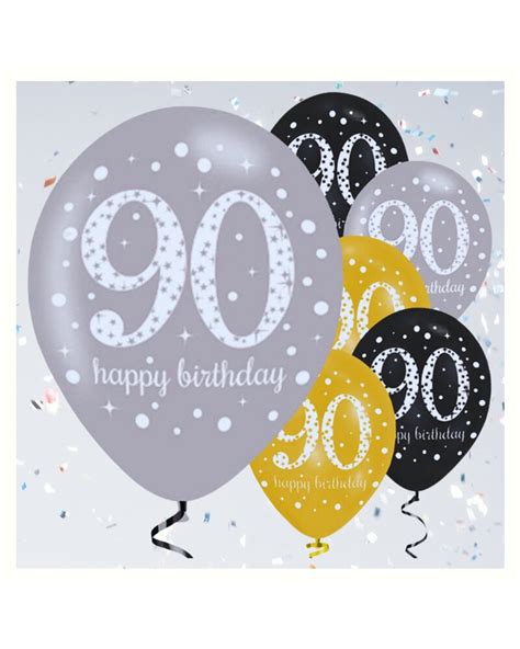 Dekorative Luftballon Geburtstags-Deko zum 90. Geburtstag gold, schwarz, silber