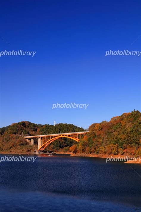 宮ヶ瀬湖の紅葉 縦 写真素材 [ 4130157 ] - フォトライブラリー photolibrary
