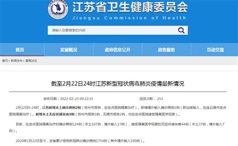 江苏2月22日新增新冠肺炎本土确诊病例2例 均在苏州市_手机新浪网