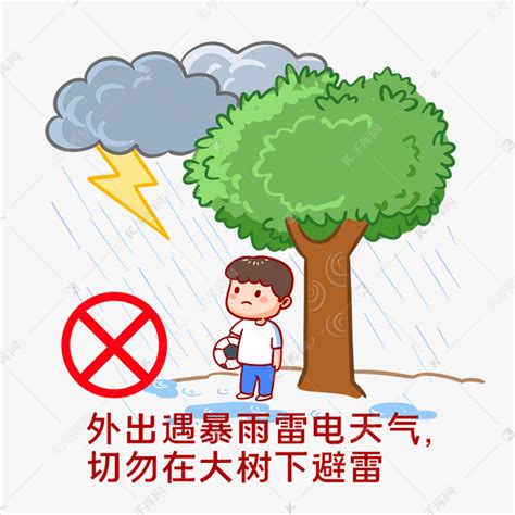 暴雨雷电天气安全注意事项切勿树下避雷素材图片免费下载-千库网
