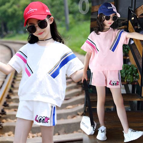 女童夏装网红套装洋气2021新款韩版时髦大童装儿童短袖休闲两件套 - 浪莎控股集团官方网站
