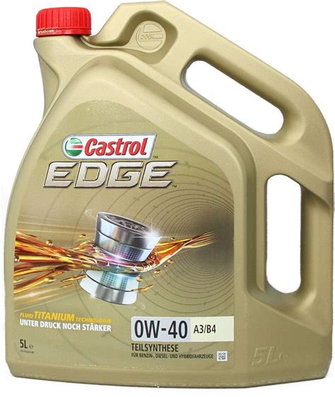 Castrol 24875 EDGE Engine Oil 0W-40 A3/B4 5L (German label), Gold ...