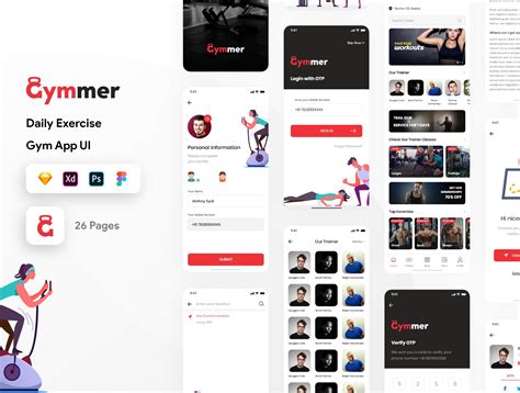 健身房/健身App应用设计UI套件-变色鱼