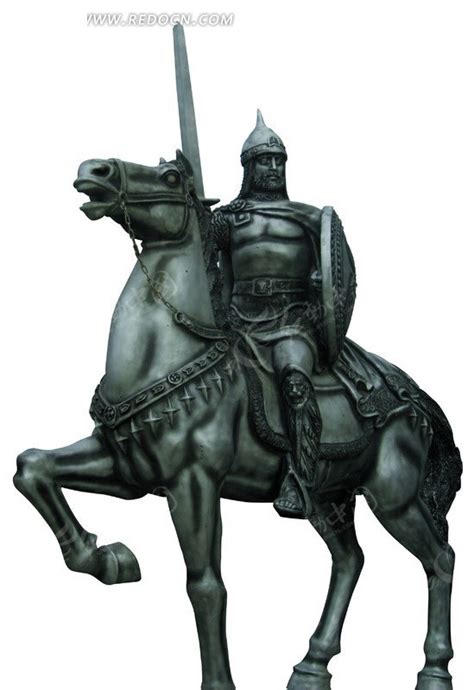 中世纪举剑骑士雕塑图像素材PSD免费下载_红动网