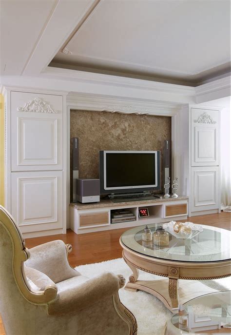 白色简约客厅电视背景墙效果图_齐家网装修效果图