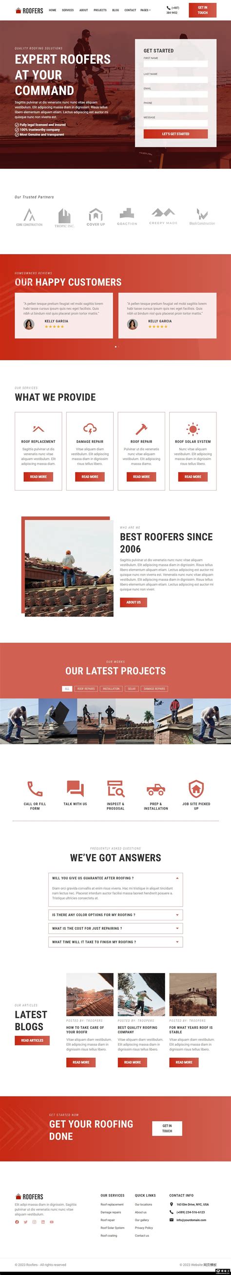 屋顶工程施工维护网站模板免费下载html - 模板王