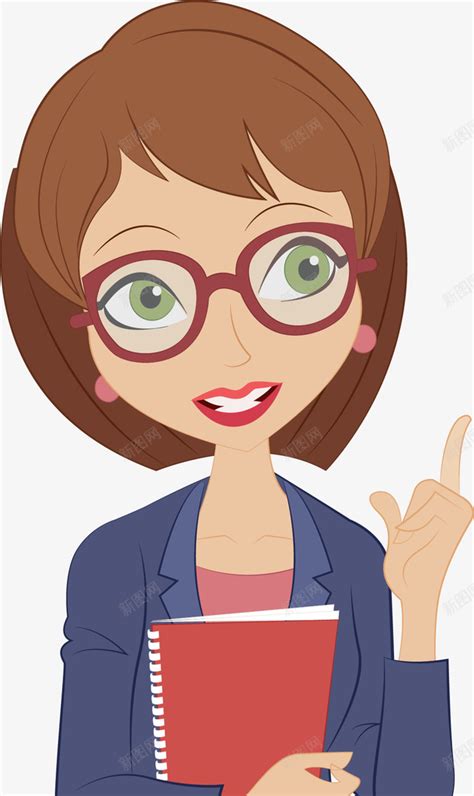戴眼镜的卡通女老师矢量图png图片免费下载-素材7iNeUWjWP-新图网