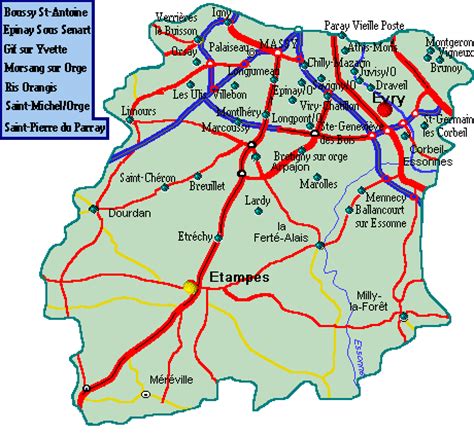 Essonne mapa - Mapa de Essonne (Francia)