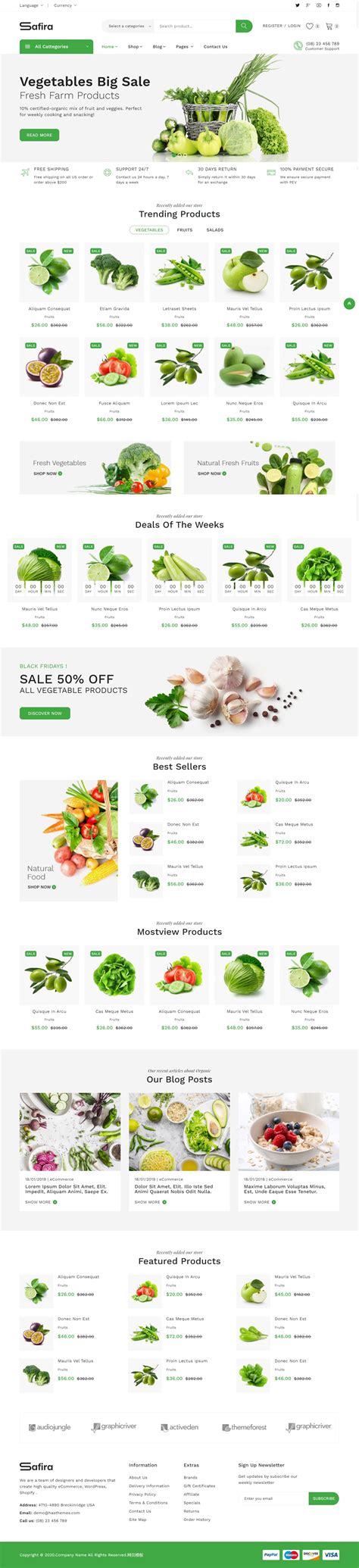 绿色食品网站模板，蔬菜商城网页设计模板_墨鱼部落格