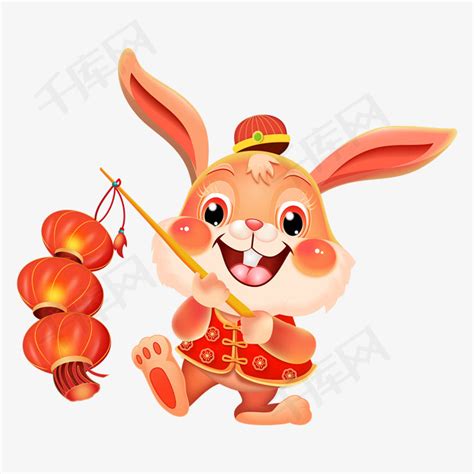 兔年2023新年兔子手提灯笼形象素材图片免费下载-千库网