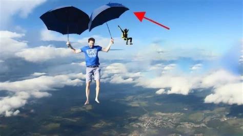 老外作死实验：把雨伞当作降落伞，7000米高空跳下去意外了_腾讯视频