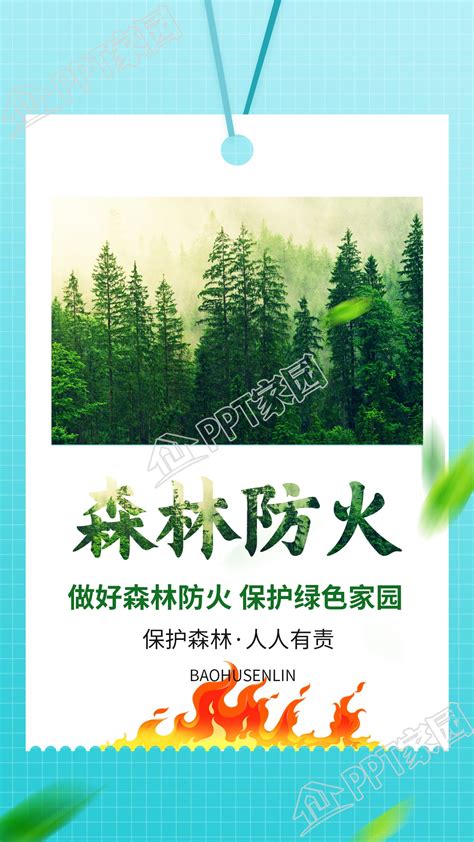 森林防火保护森林宣传吊牌样式图片宣传海报-PPT家园