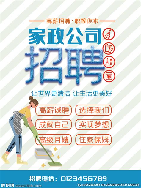 保洁员清洁招聘海报设计图__海报设计_广告设计_设计图库_昵图网nipic.com