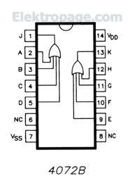 4072 IC pinout diagram - Integrated Circuits Elektropage.com