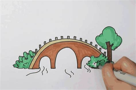 幼儿园大班绘画作品：小桥流水 - 绘画作品