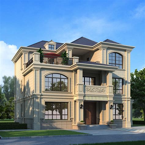 13x15米三层欧式豪华别墅设计方案，全套图纸+效果图 - 轩鼎房屋图纸