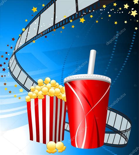Popcorn and cup of soda on film background — Stock Vector © iconspro ...