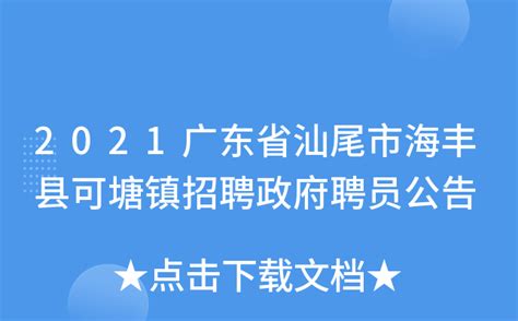 2021广东省汕尾市海丰县信访服务中心招聘政府聘员公告