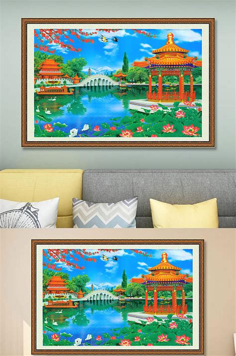 桂林山水流水生财装饰画模板下载-编号1876481-众图网