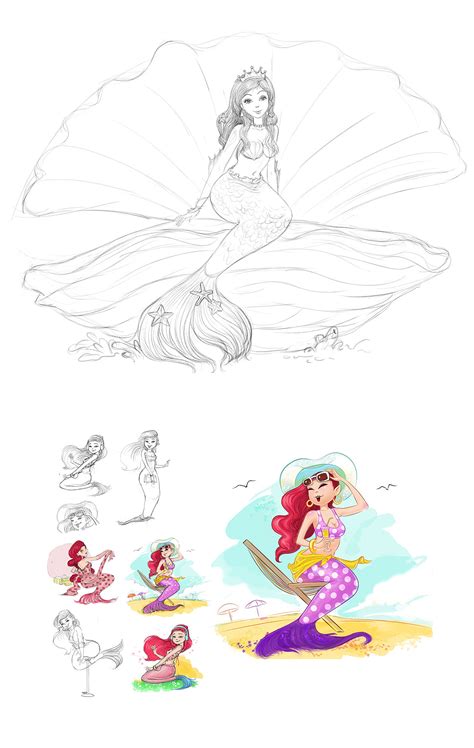 怎样画美人鱼公主简笔画带步骤彩色 - 巧巧简笔画