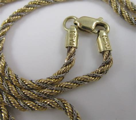 14 carat gold necklace, 585 bicoloured gold - 3.8 g. - MIDAS Italy ...